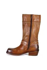 Val Uable Tan Leather Mid-Calf Studded Boot