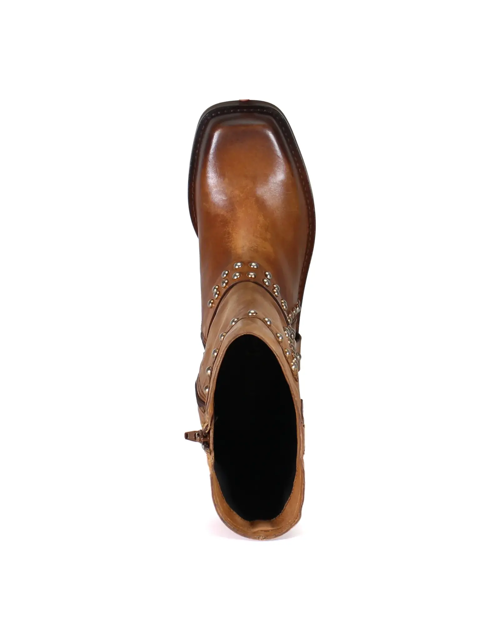 Val Uable Tan Leather Mid-Calf Studded Boot