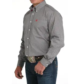Cinch Cinch Grey Red Geometric Print Shirt