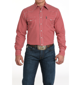 Cinch Cinch Red Geometric Print Pearl Snap Shirt