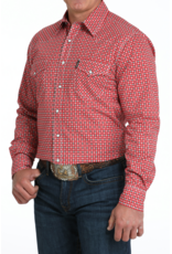 Cinch Cinch Red Geometric Print Pearl Snap Shirt