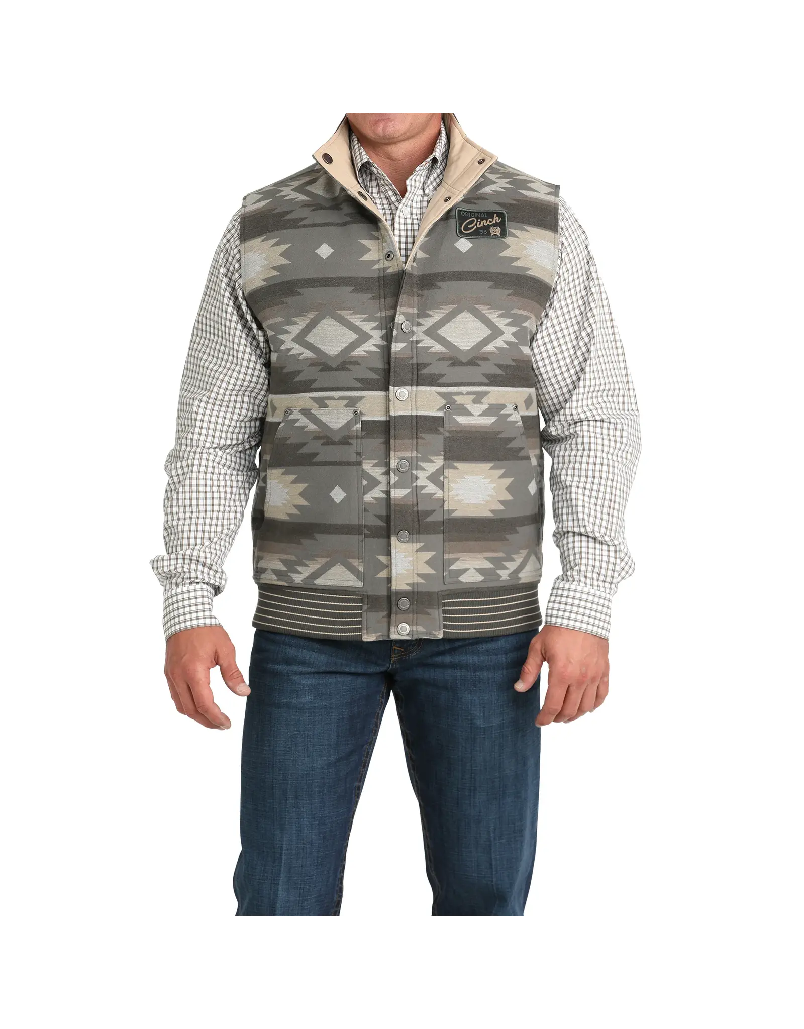 Cinch Cinch Men's Olive Green Reversible Aztec Vest