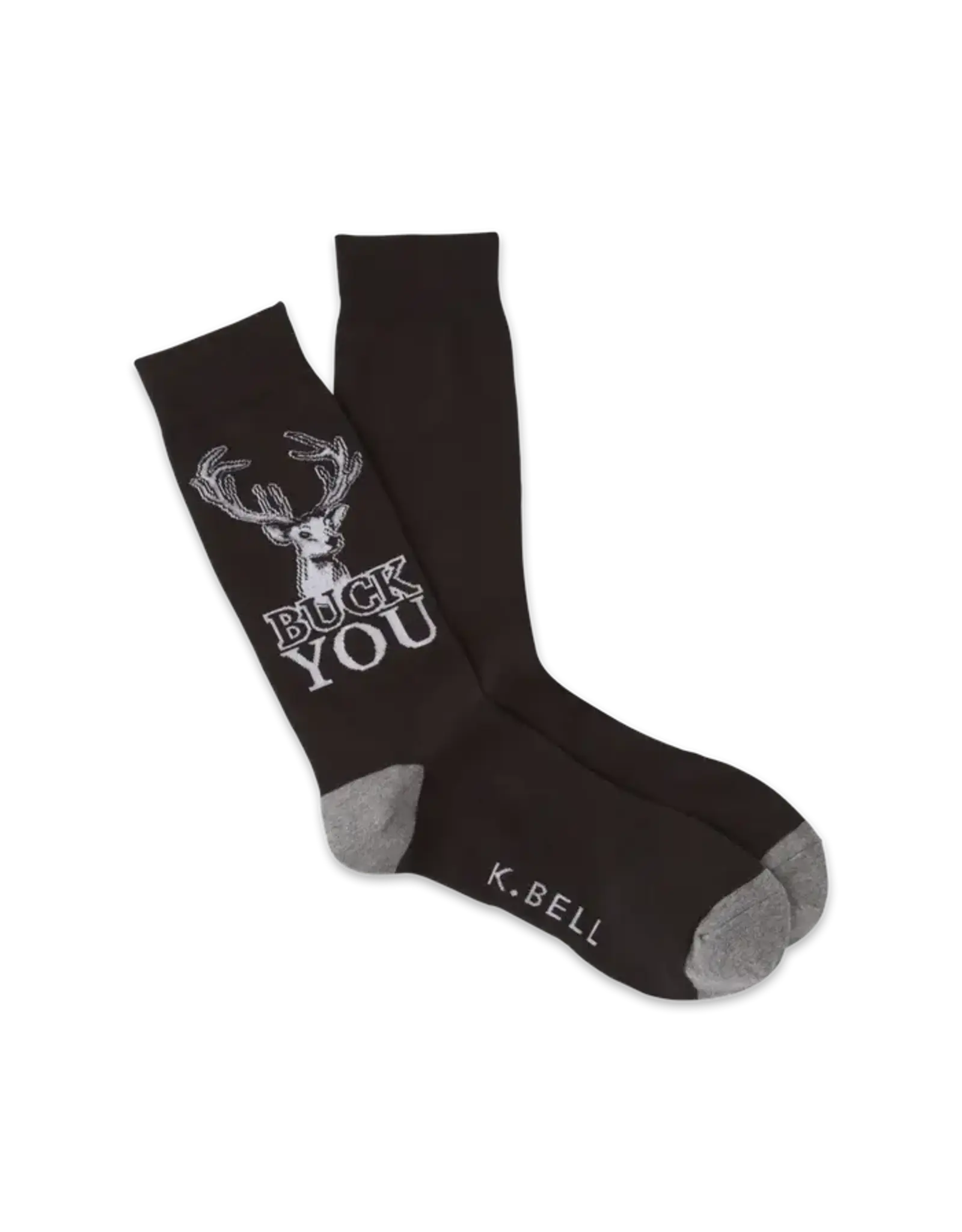 K.Bell K.Bell Mens Buck You Black Crew Socks
