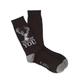 K.Bell K.Bell Mens Buck You Black Crew Socks K.Bell K.Bell Mens Buck You Black Crew Socks