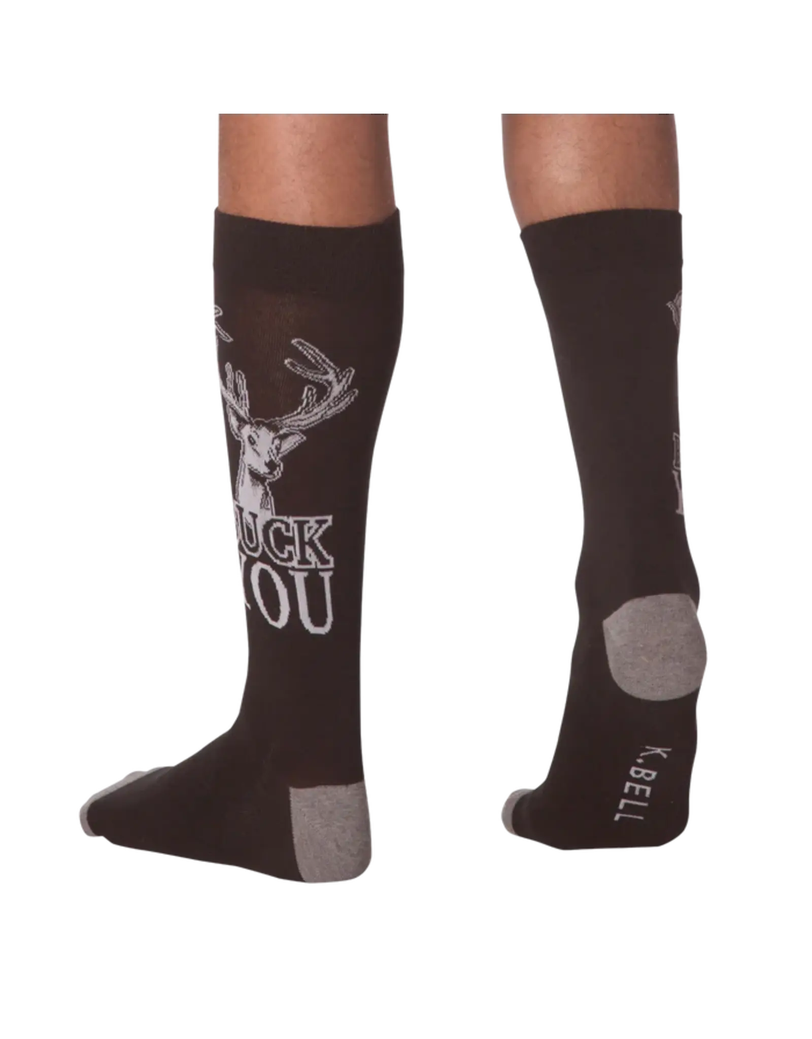 K.Bell K.Bell Mens Buck You Black Crew Socks