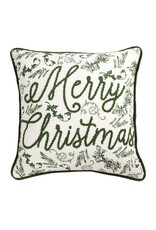 Merry Christmas Green Toile Pillow