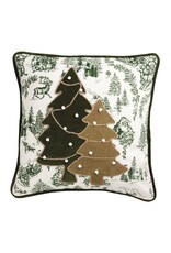 Green Toile Trees Pillow