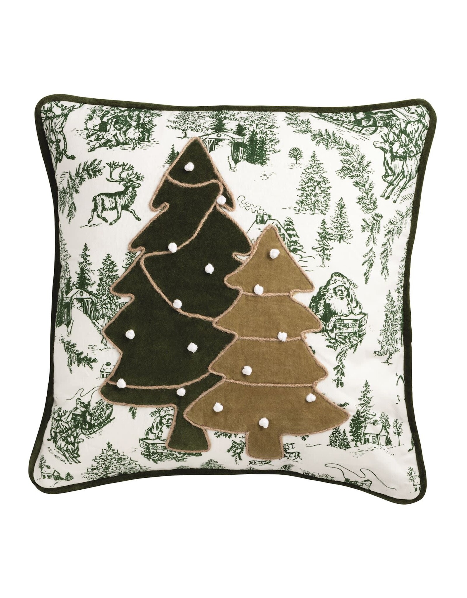 Green Toile Trees Pillow