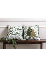 Green Toile Trees Pillow