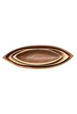 Acacia Wood Boat Shaped Bowls, Natural, Set of 3