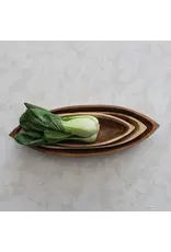 Acacia Wood Boat Shaped Bowls, Natural, Set of 3