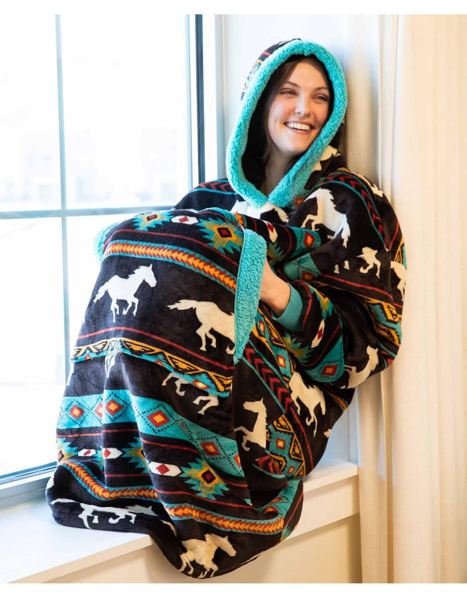 Horse Fair Isle Blanket Hoodie