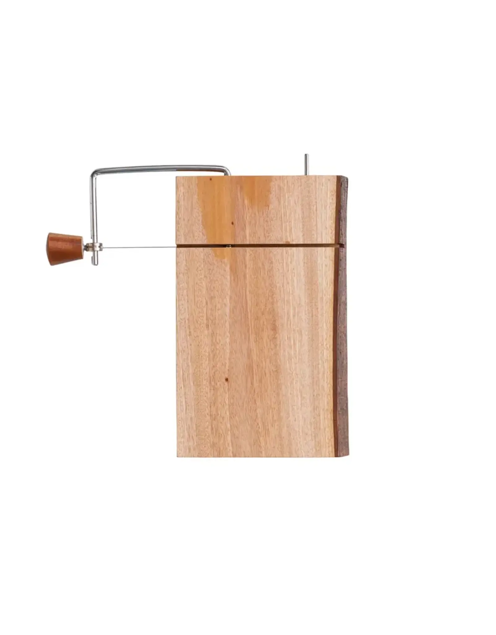 Mahogany Wood & Stainless Steel Cheese Slicer w/ Bark Edge