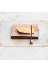 Mahogany Wood & Stainless Steel Cheese Slicer w/ Bark Edge