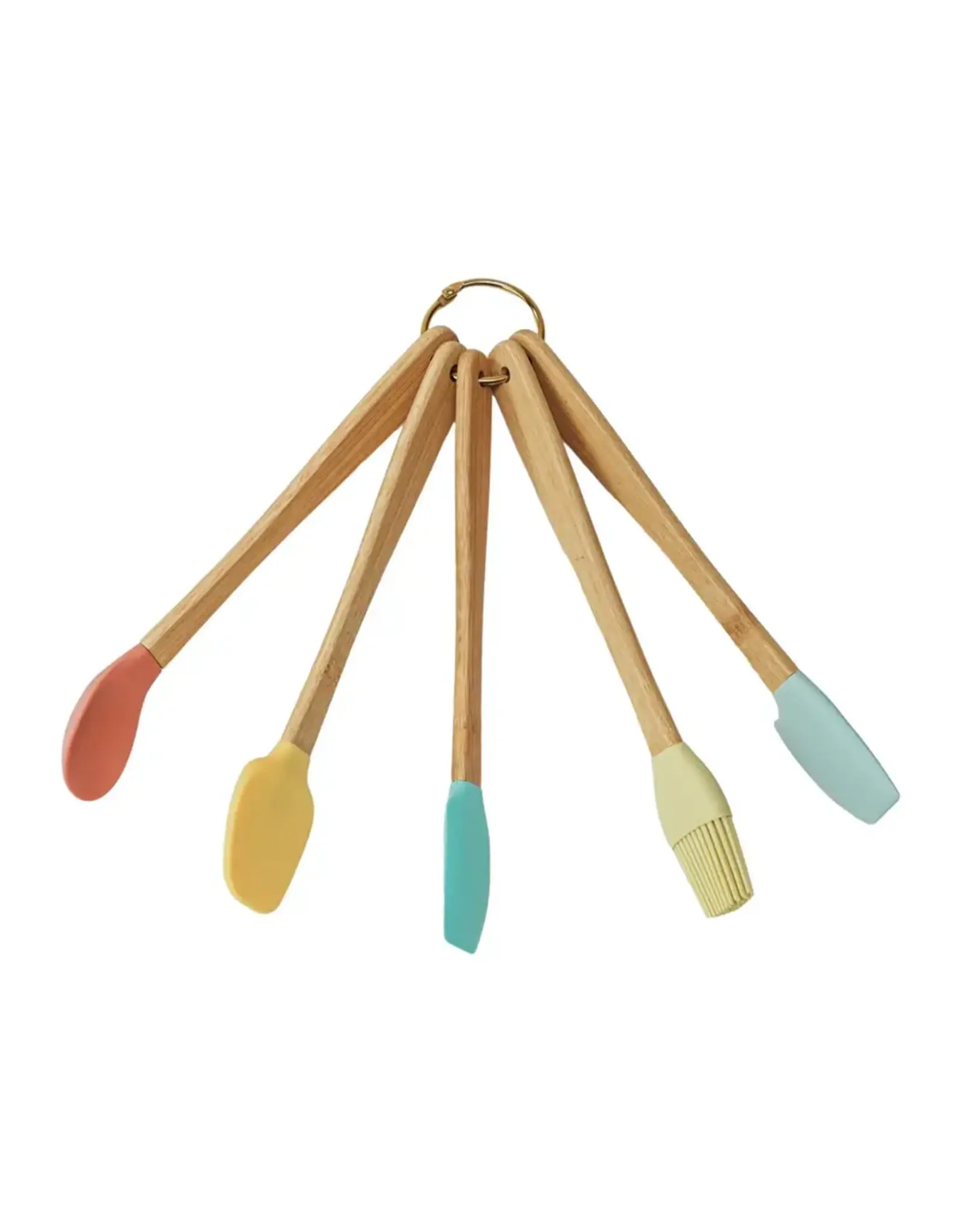 Silicone & Beech Wood Mini Kitchen Utensils Brights, Set of 5