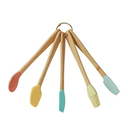 Silicone & Beech Wood Mini Kitchen Utensils Brights, Set of 5