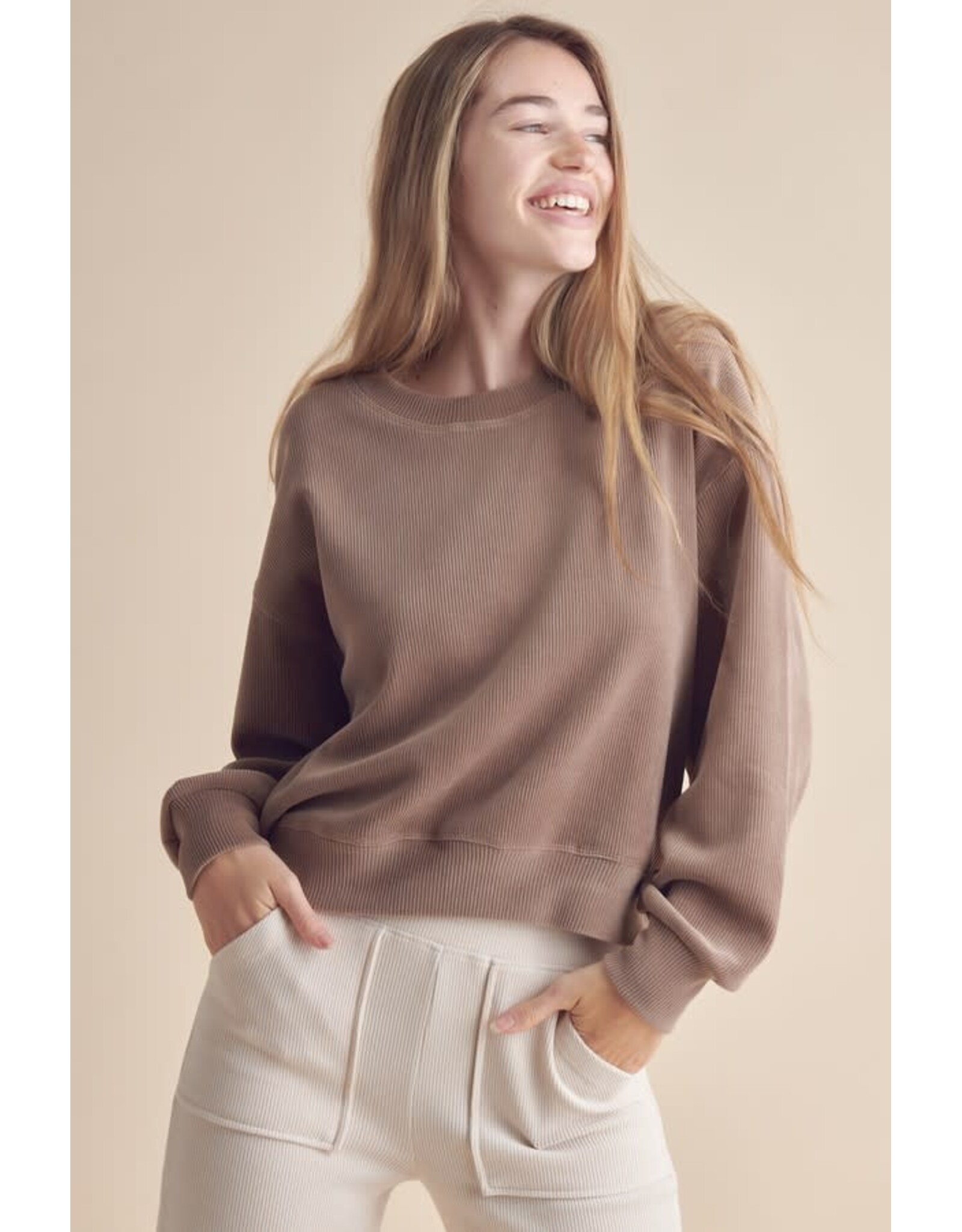 Rachel Relaxed Ribbed Corduroy Long Sleeve Top