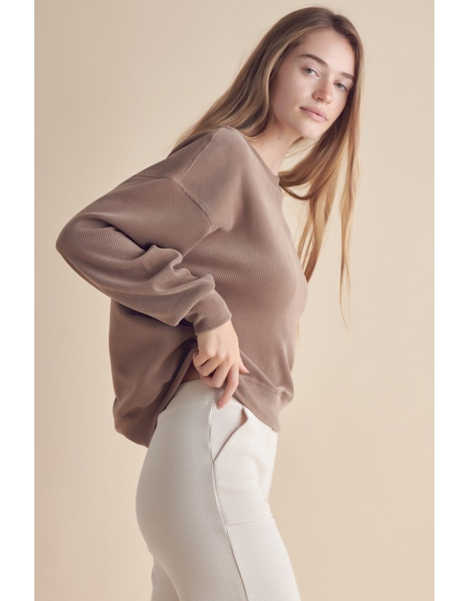 Rachel Relaxed Ribbed Corduroy Long Sleeve Top