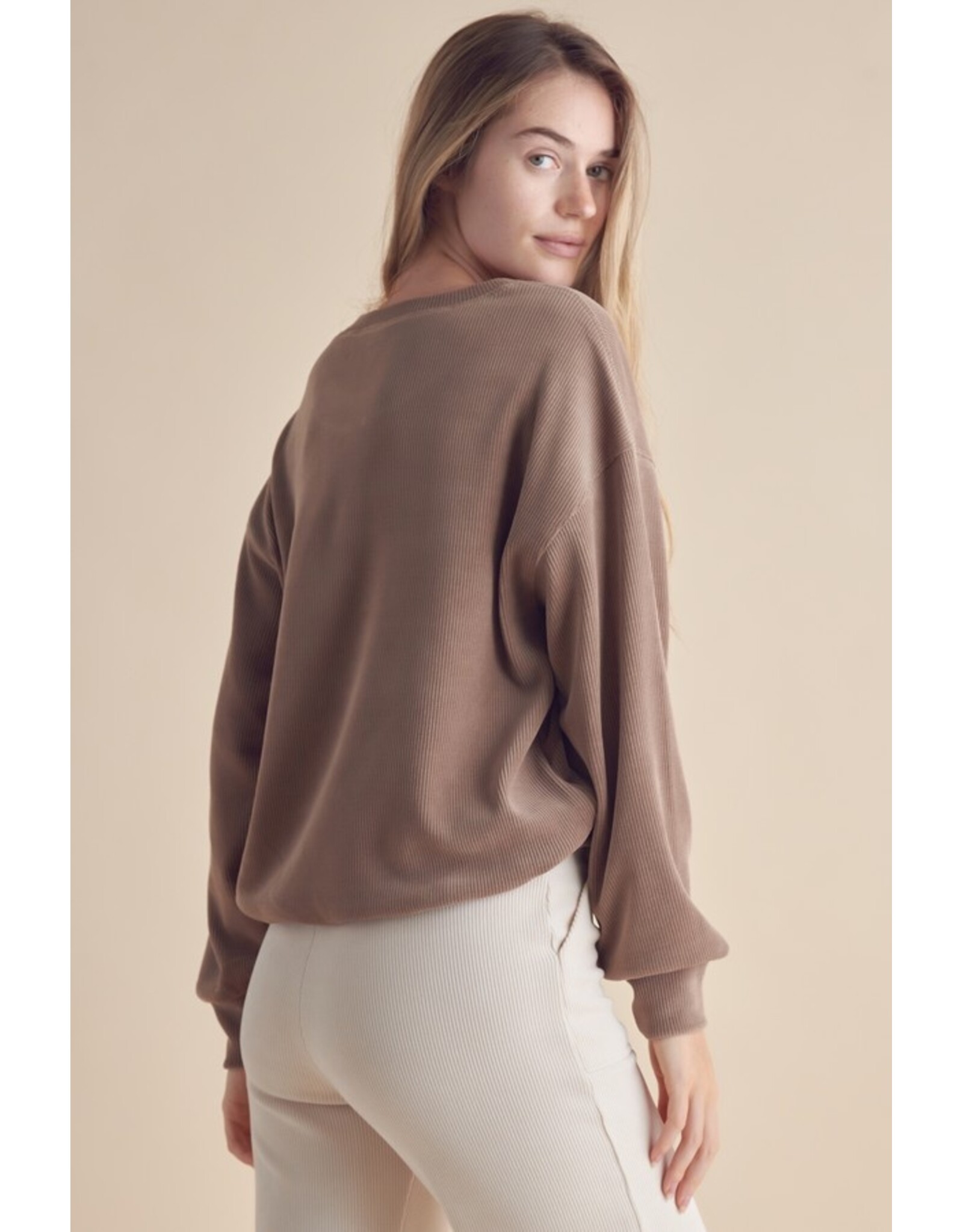Rachel Relaxed Ribbed Corduroy Long Sleeve Top