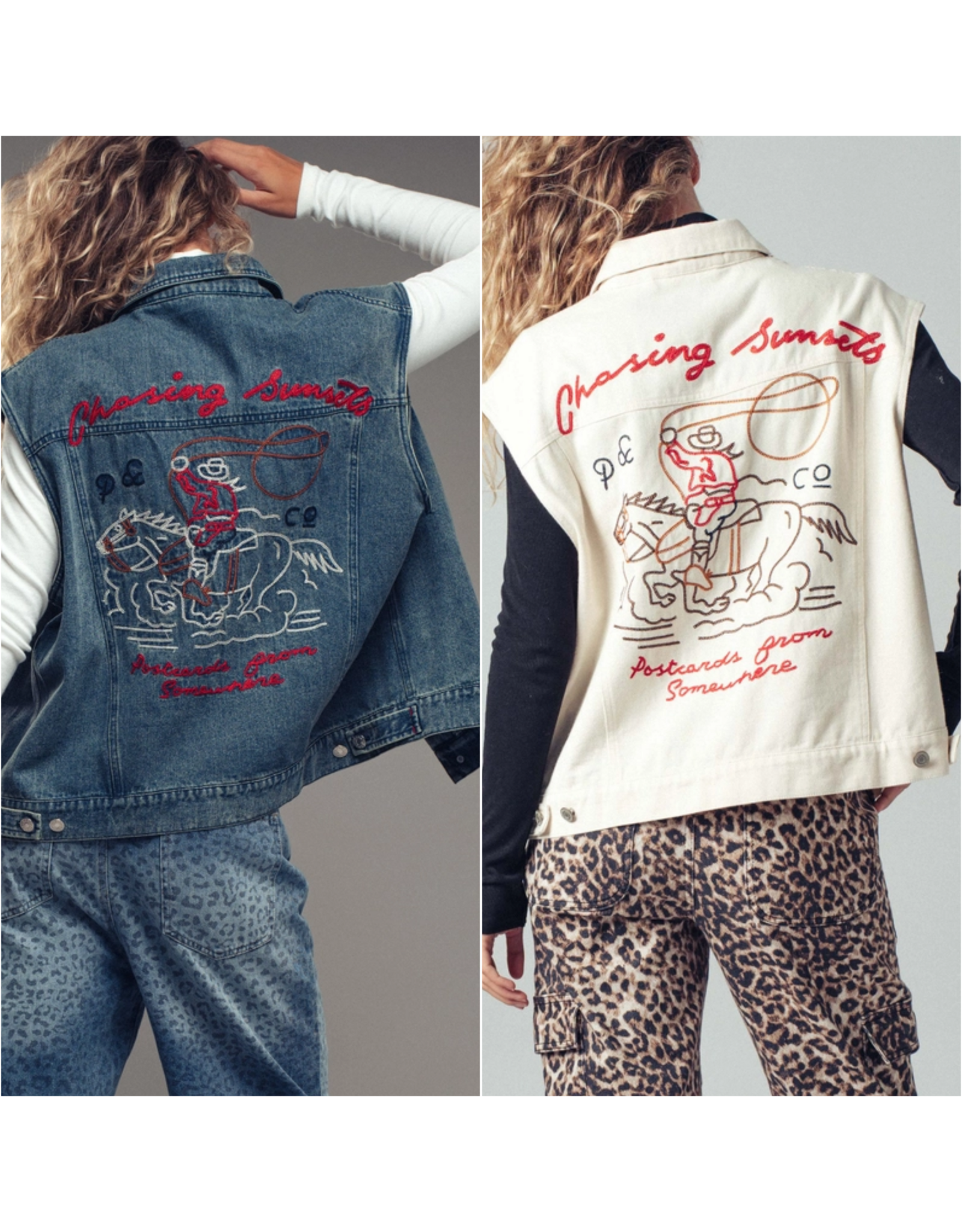 Chasing Sunsets Embroidered Denim Vest