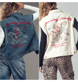 Chasing Sunsets Embroidered Denim Vest