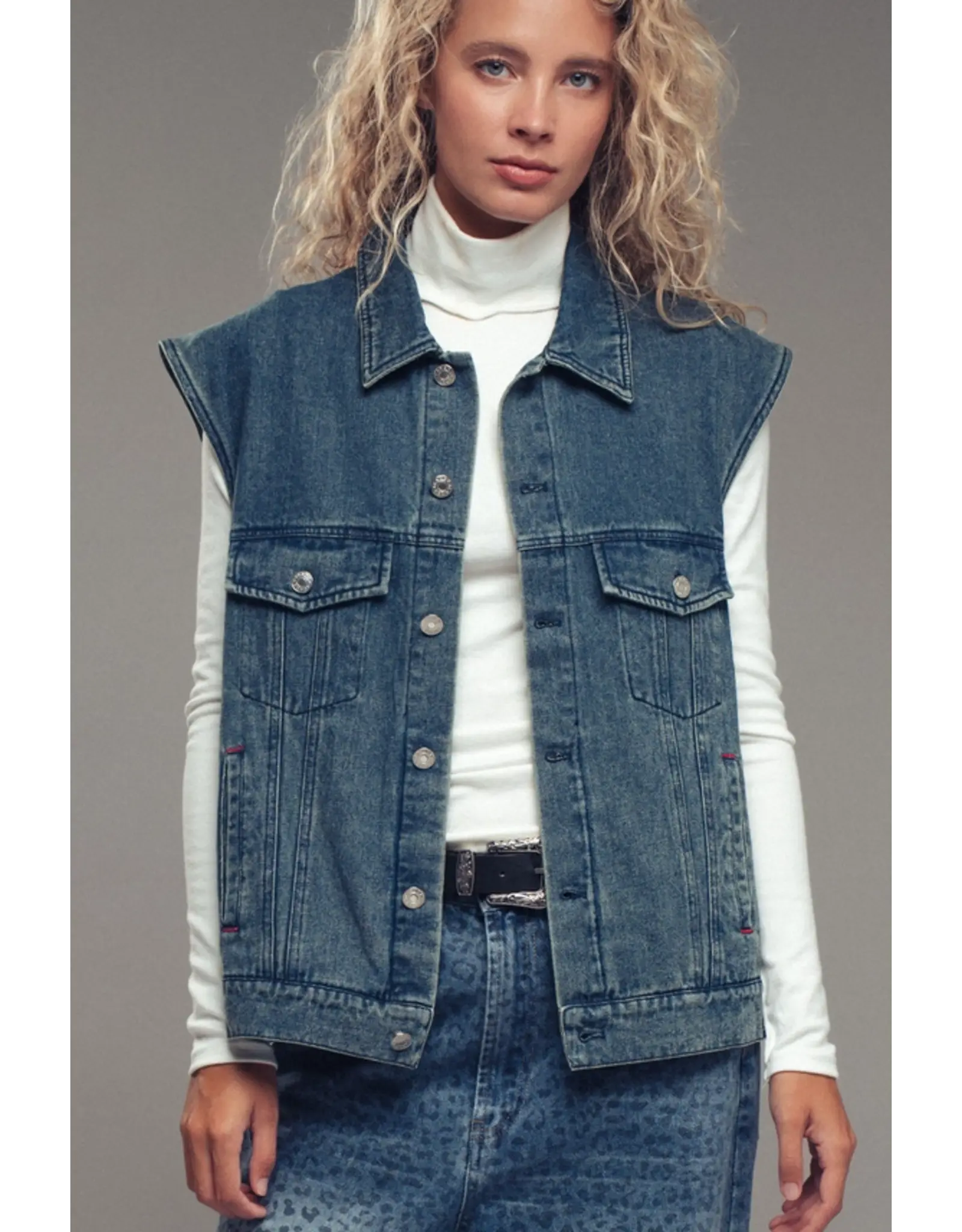 Chasing Sunsets Embroidered Denim Vest