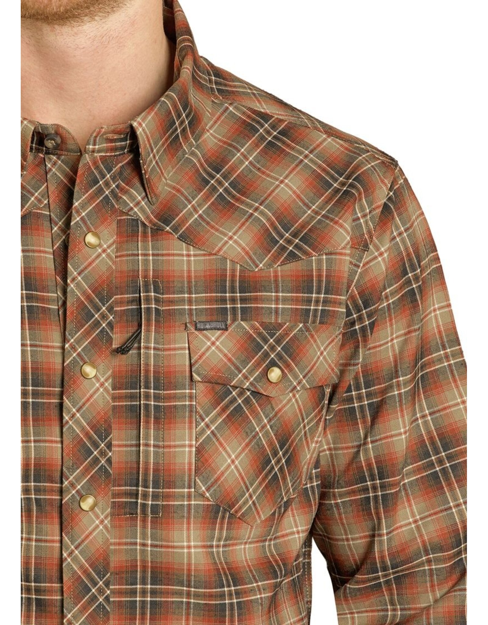 Rock & Roll Denim Rock & Roll Denim Mens Tek Stretch Brushed Plaid Shirt