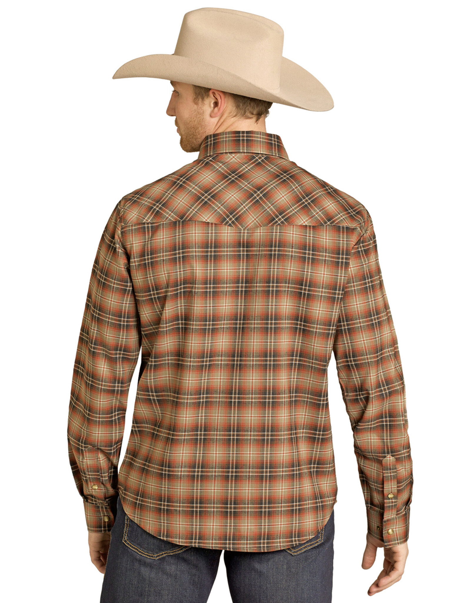 Rock & Roll Denim Rock & Roll Denim Mens Tek Stretch Brushed Plaid Shirt