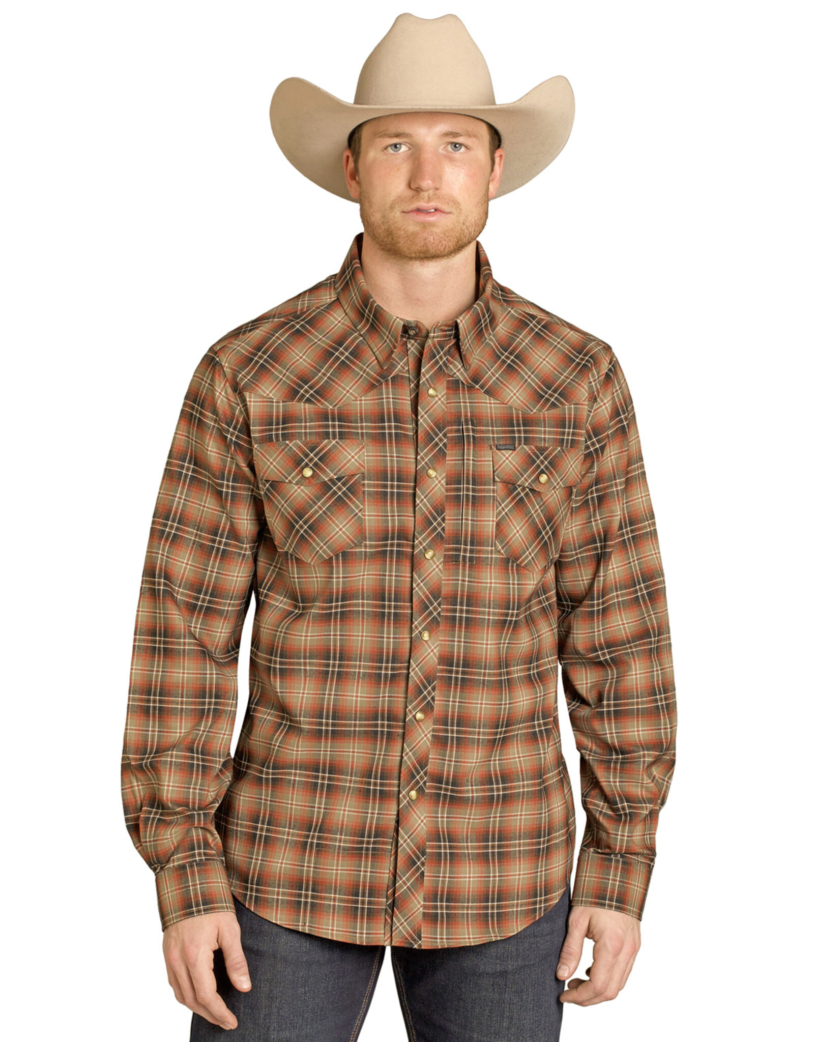 Rock & Roll Denim Rock & Roll Denim Mens Tek Stretch Brushed Plaid Shirt