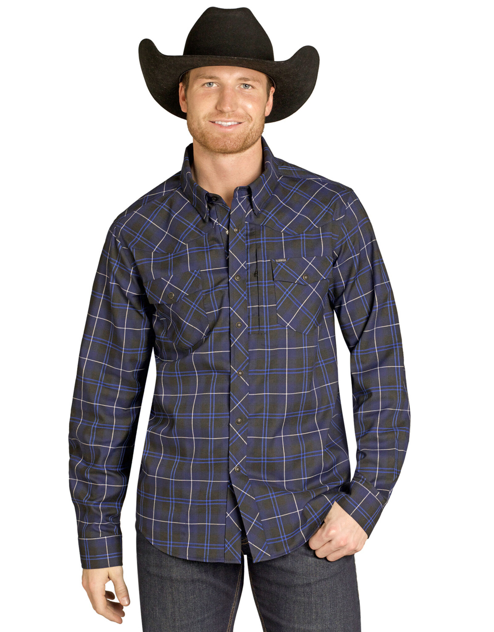 Rock & Roll Denim Rock & Roll Denim Mens Tek Stretch Brushed Plaid Shirt