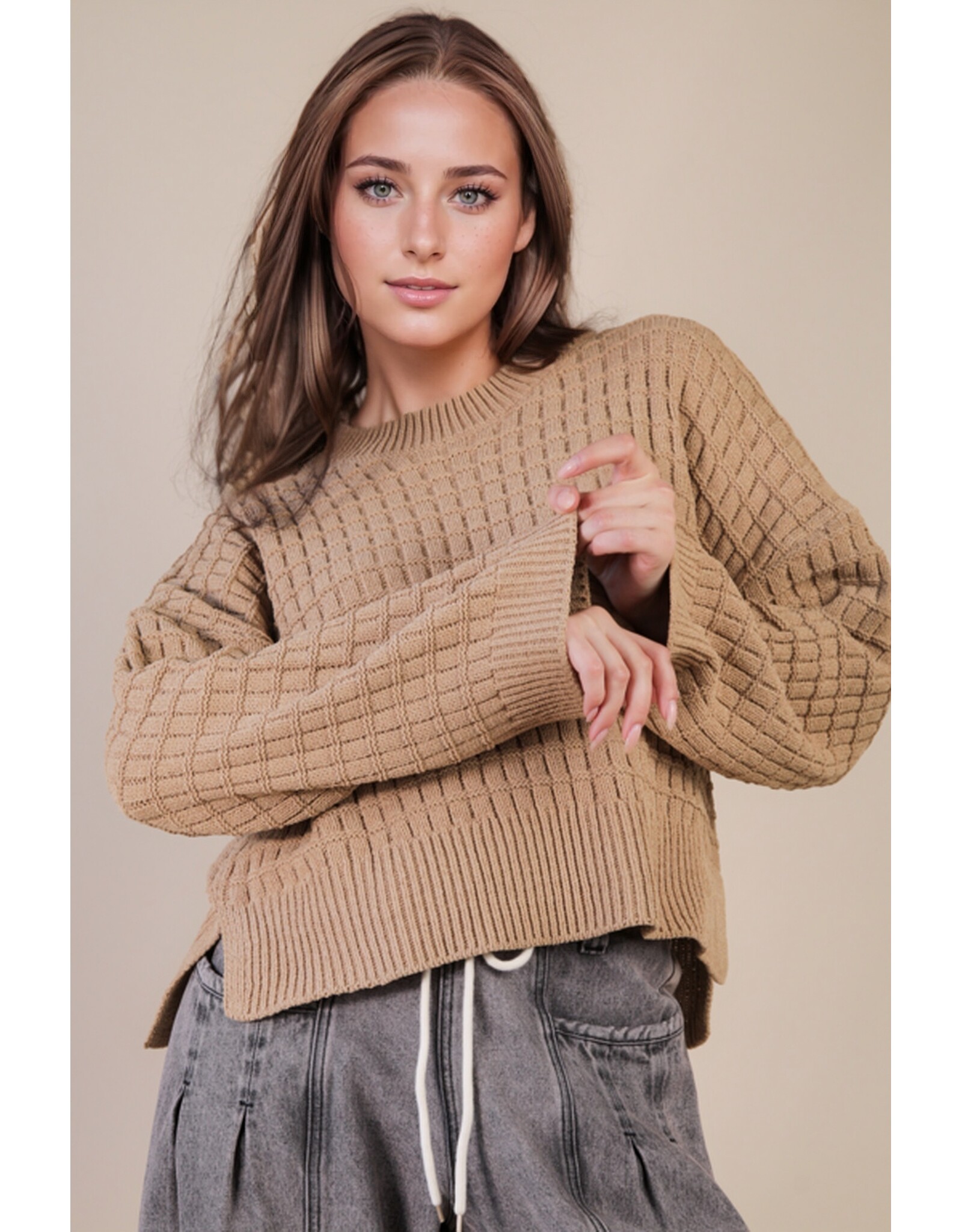 Miranda Oversized Textured Casual Knit Sweater