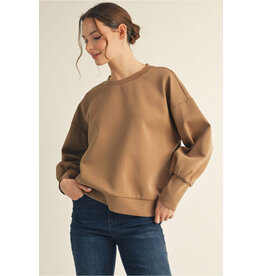 Mocha Puff Sleeve Scuba Top