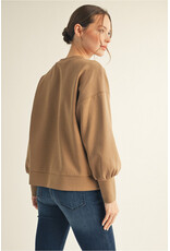 Mocha Puff Sleeve Scuba Top