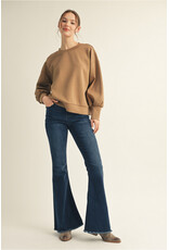 Mocha Puff Sleeve Scuba Top