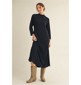 Louisa Black Mock Neck Knit Dress