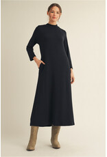 Louisa Black Mock Neck Knit Dress