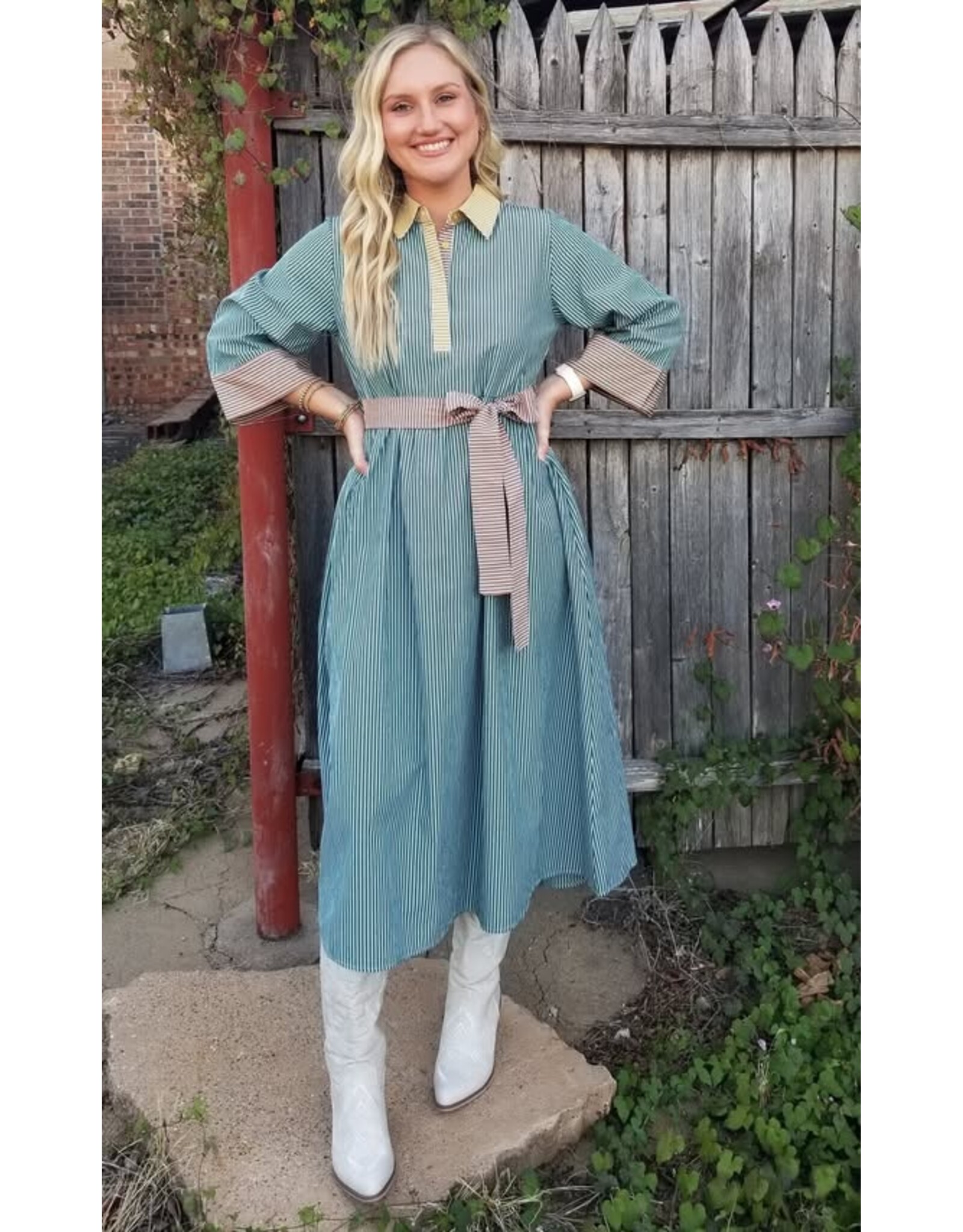 Helena Stripe Midi Dress