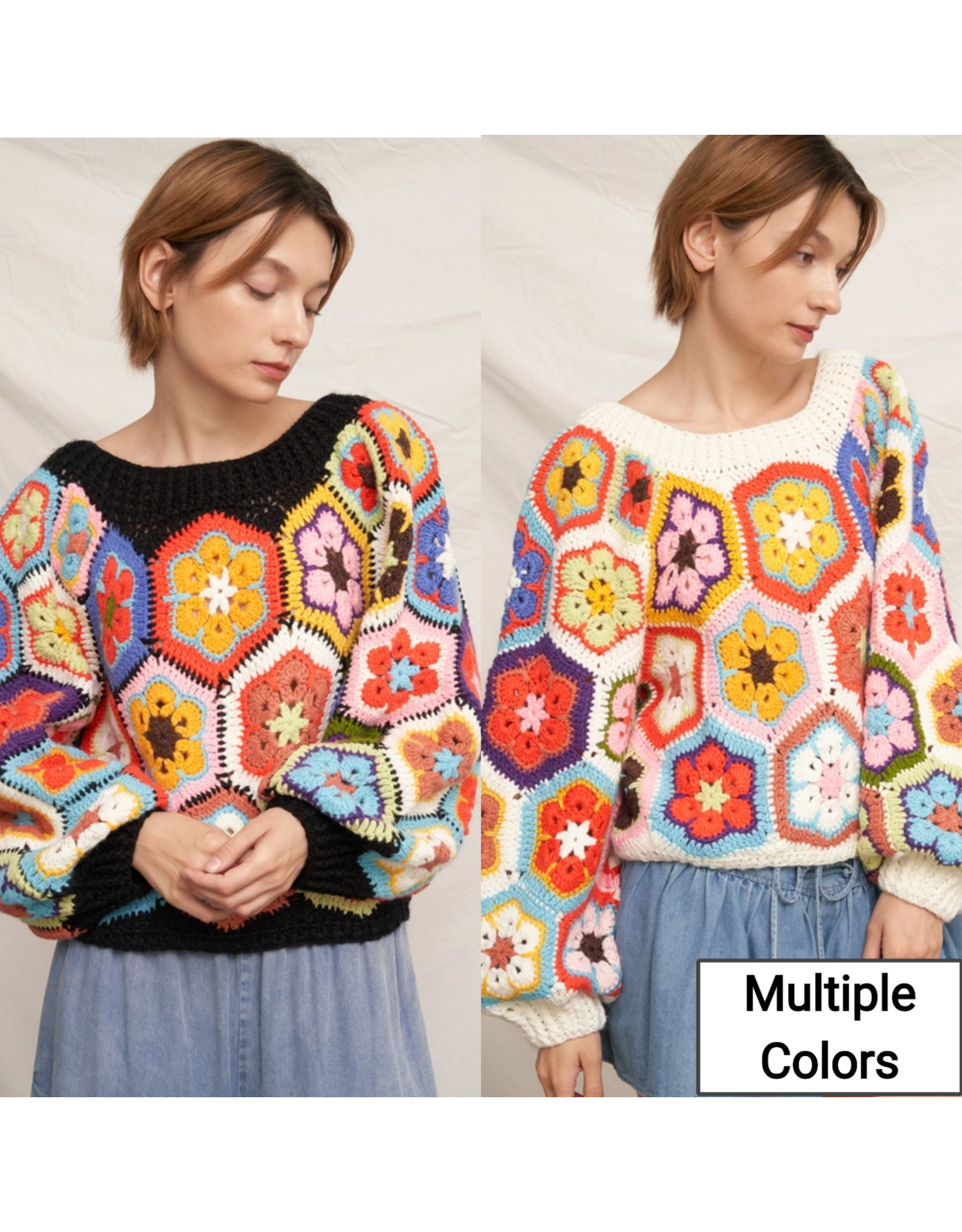 Chunky Oversized Granny Squared Crochet Sweater