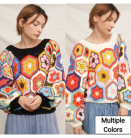 Chunky Oversized Granny Squared Crochet Sweater