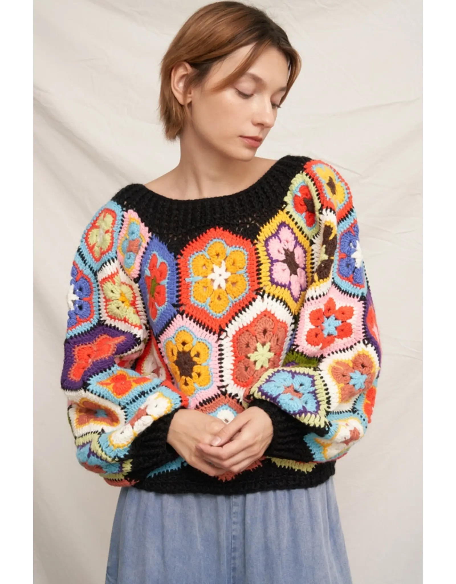 Chunky Oversized Granny Squared Crochet Sweater