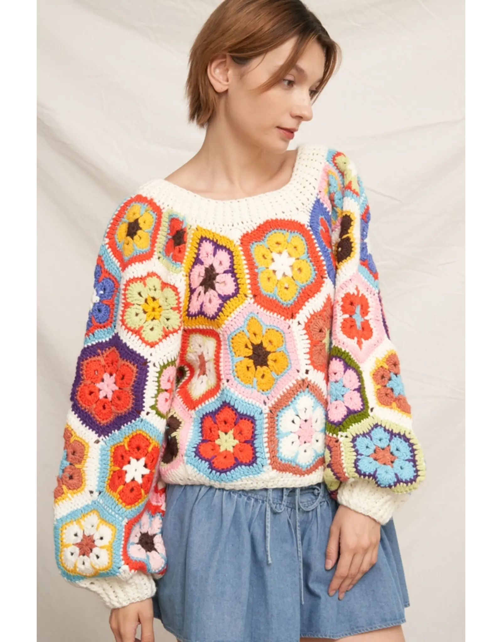 Chunky Oversized Granny Squared Crochet Sweater