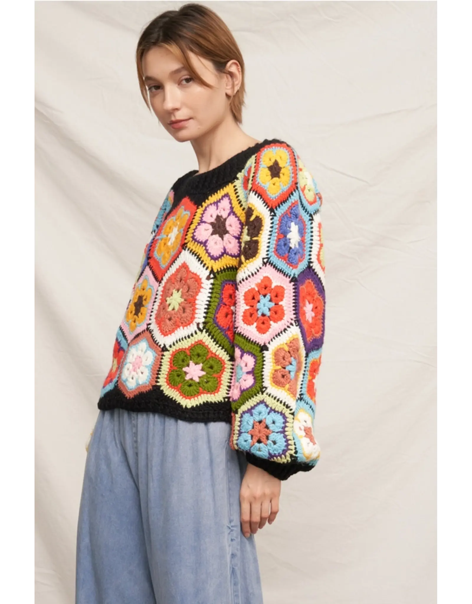 Chunky Oversized Granny Squared Crochet Sweater