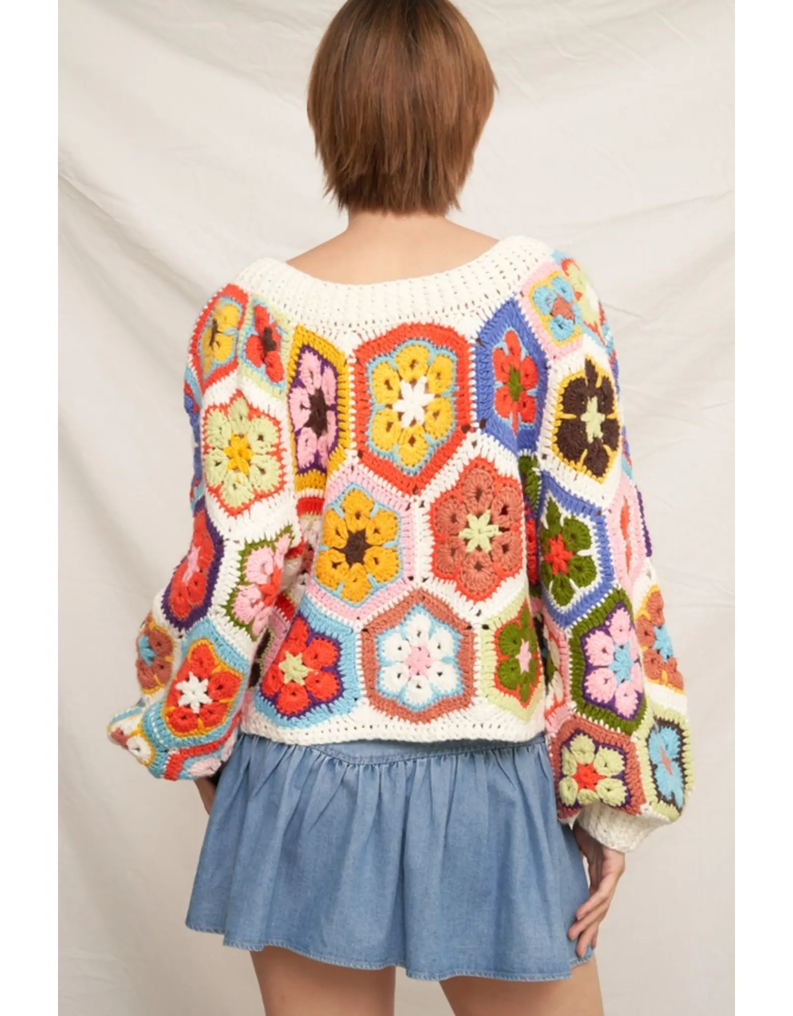 Chunky Oversized Granny Squared Crochet Sweater