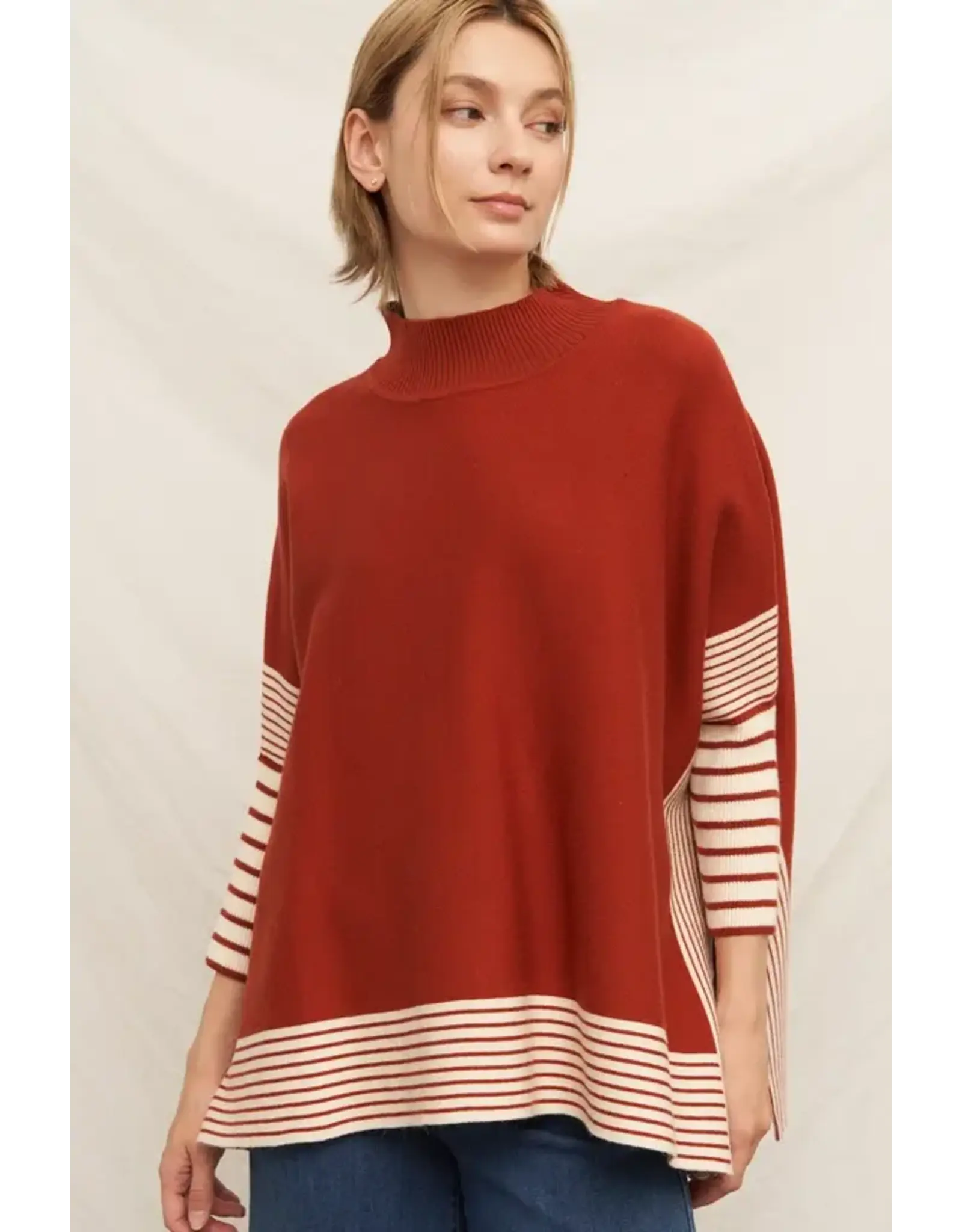 Oakleigh Oversized Striped Knit Cape Sweater