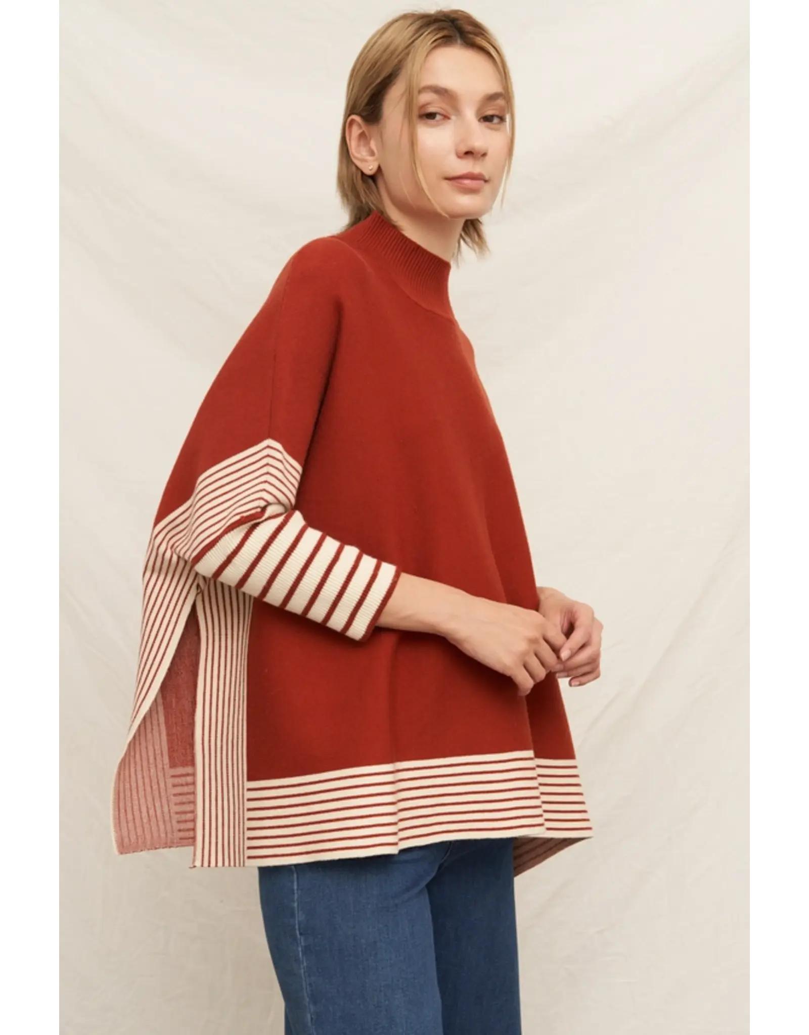 Oakleigh Oversized Striped Knit Cape Sweater