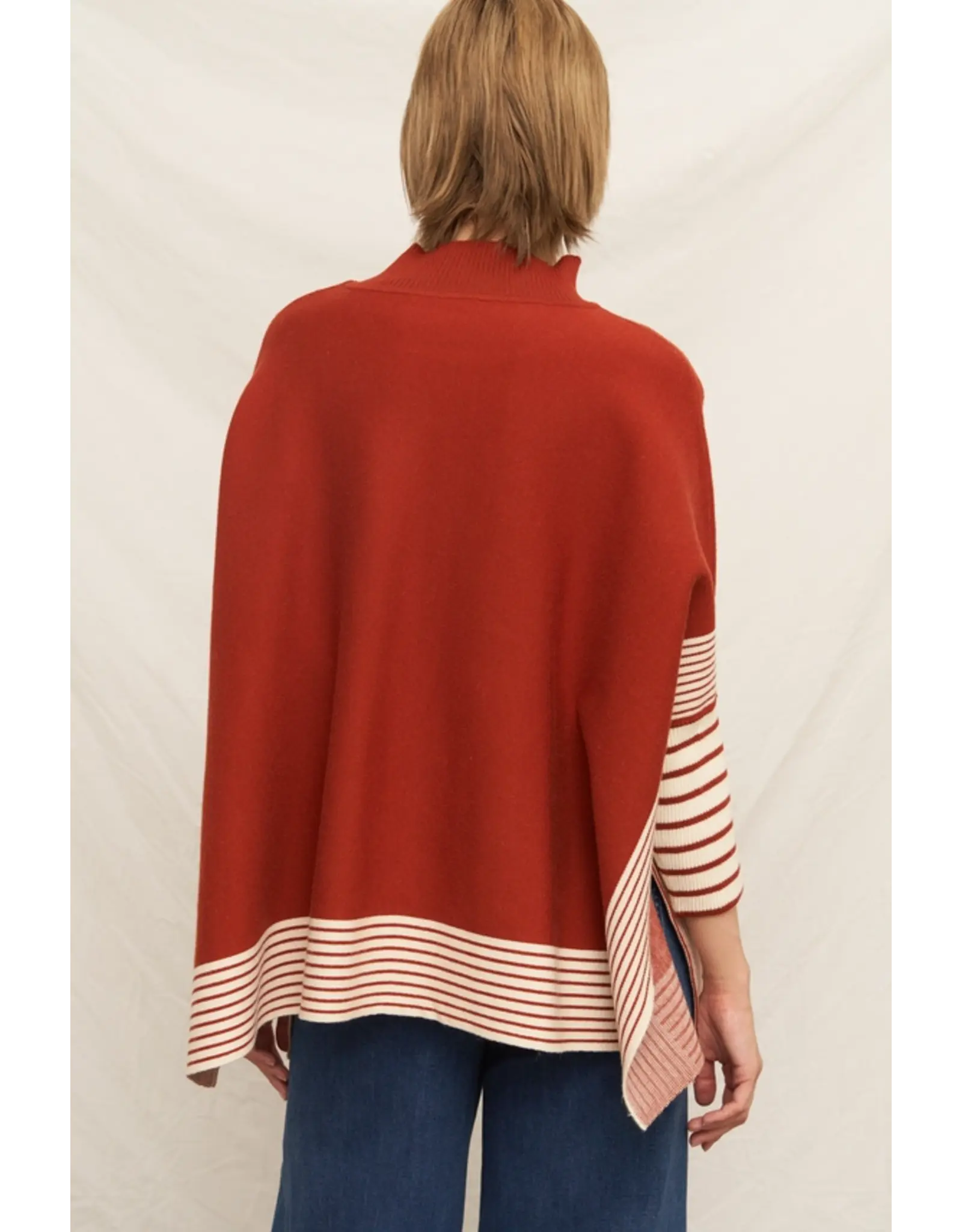 Oakleigh Oversized Striped Knit Cape Sweater