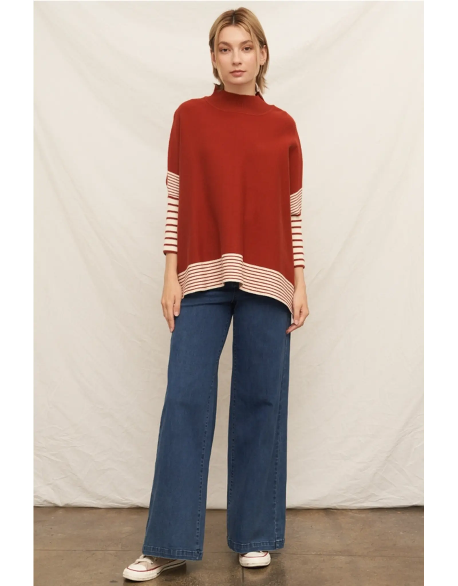 Oakleigh Oversized Striped Knit Cape Sweater