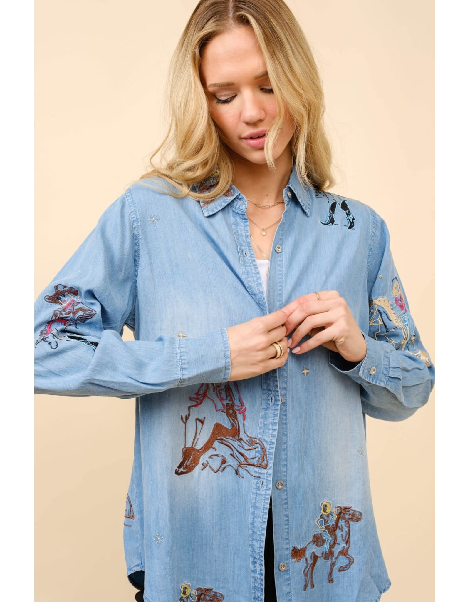 Wendy Western Embroidered Tencel Shirt