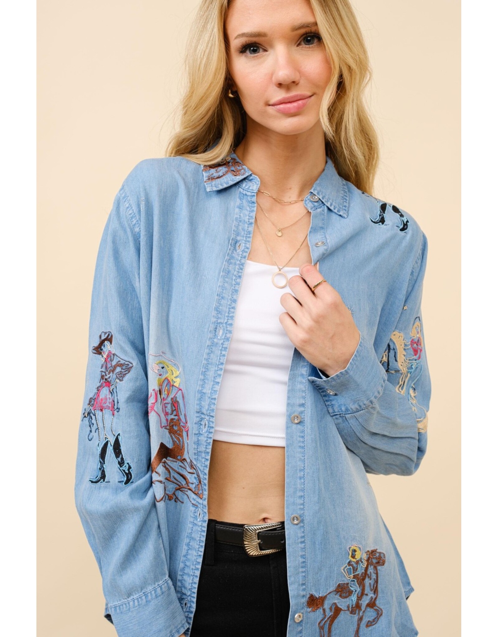 Wendy Western Embroidered Tencel Shirt