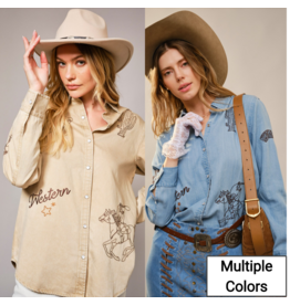 Randi Western Embroidered Pearl Snap Shirt